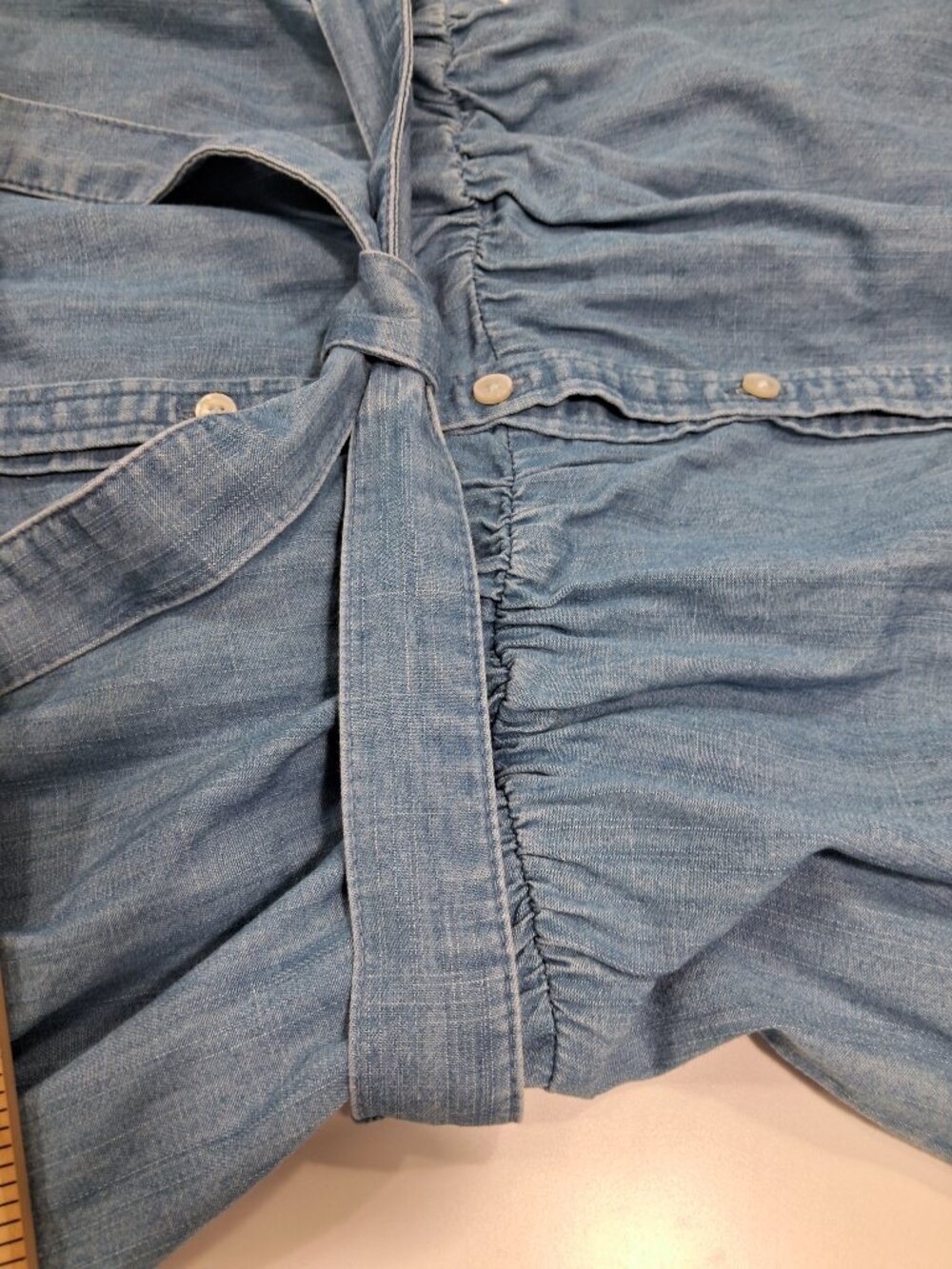 J.Crew Denim Shirt Dress XS | Belted Chambray Casual Summer - Picture 4 of 10